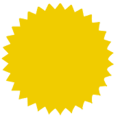 Bright yellow starburst graphic for sales or prizes