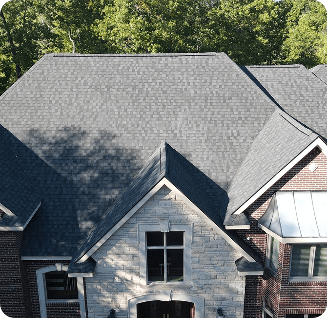 Asphalt shingles on a residential roof, durable & cost-effective