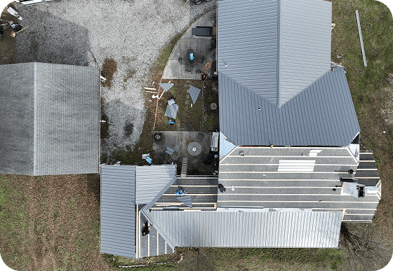 New metal roof installation on residential home